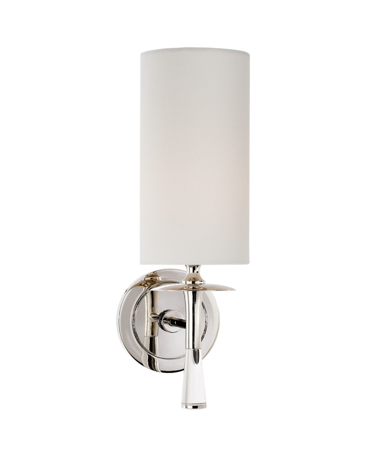 Drunmore Single Sconce Polished Nickel and Crystal/Linen