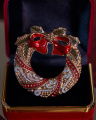 Selma Christmas Wreath Brooch Red