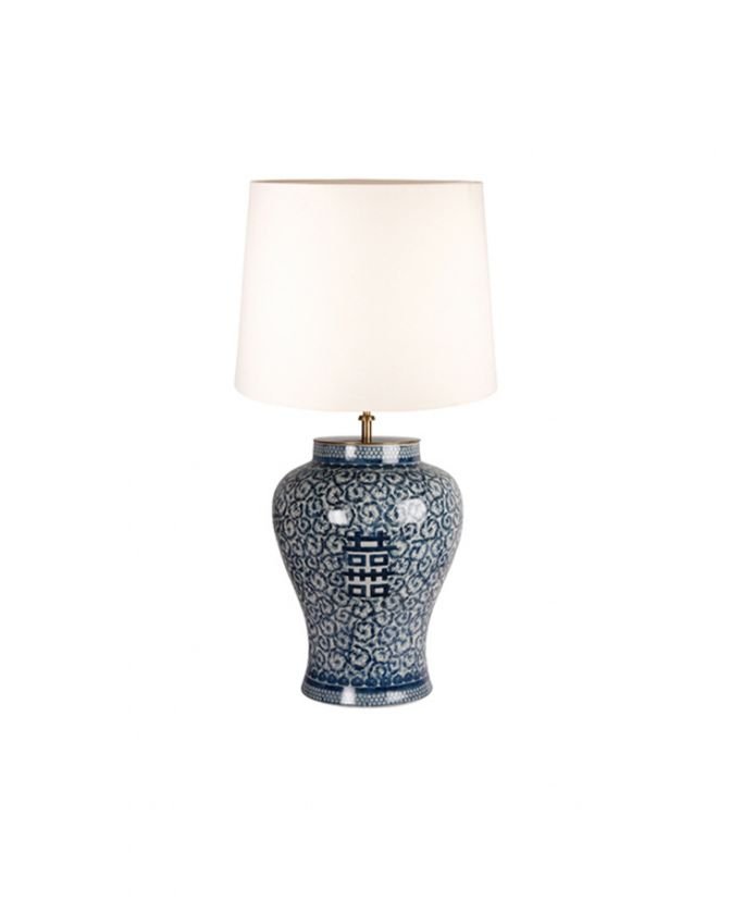 Macao bordslampa blå/vit