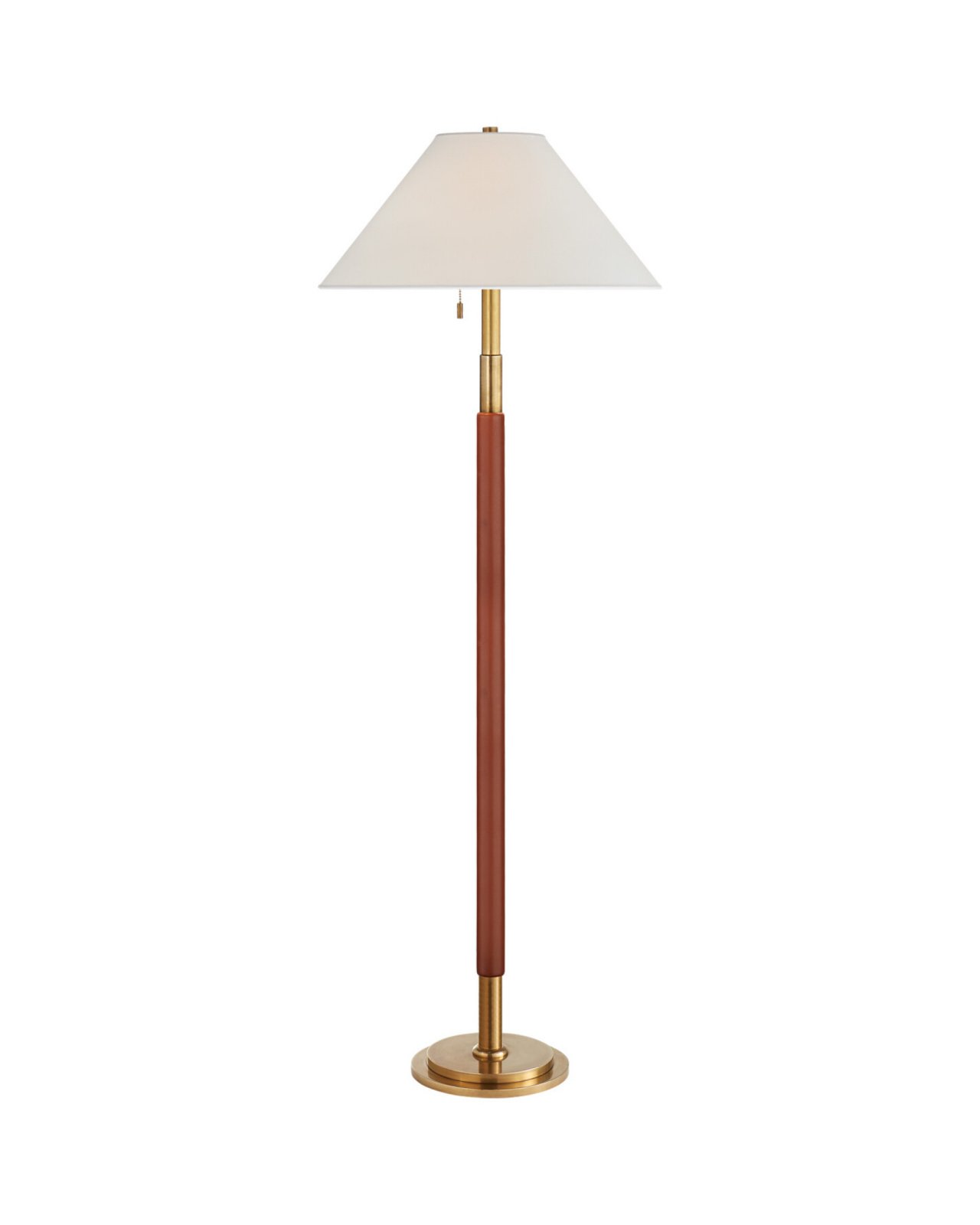 Garner Floor Lamp Natural Brass/Saddle Leather