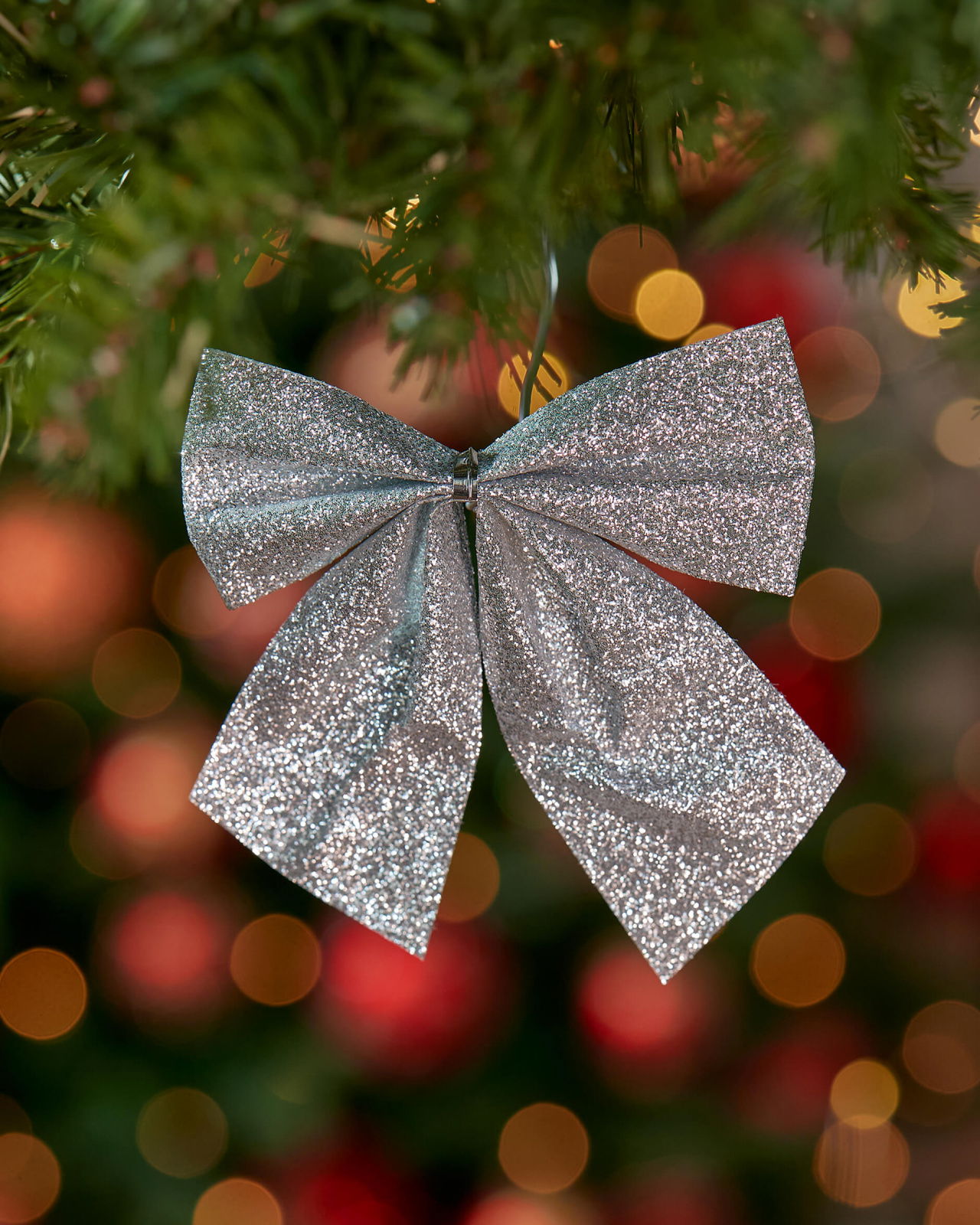 Vivienne Bow Christmas Decoration Silver 6-pack
