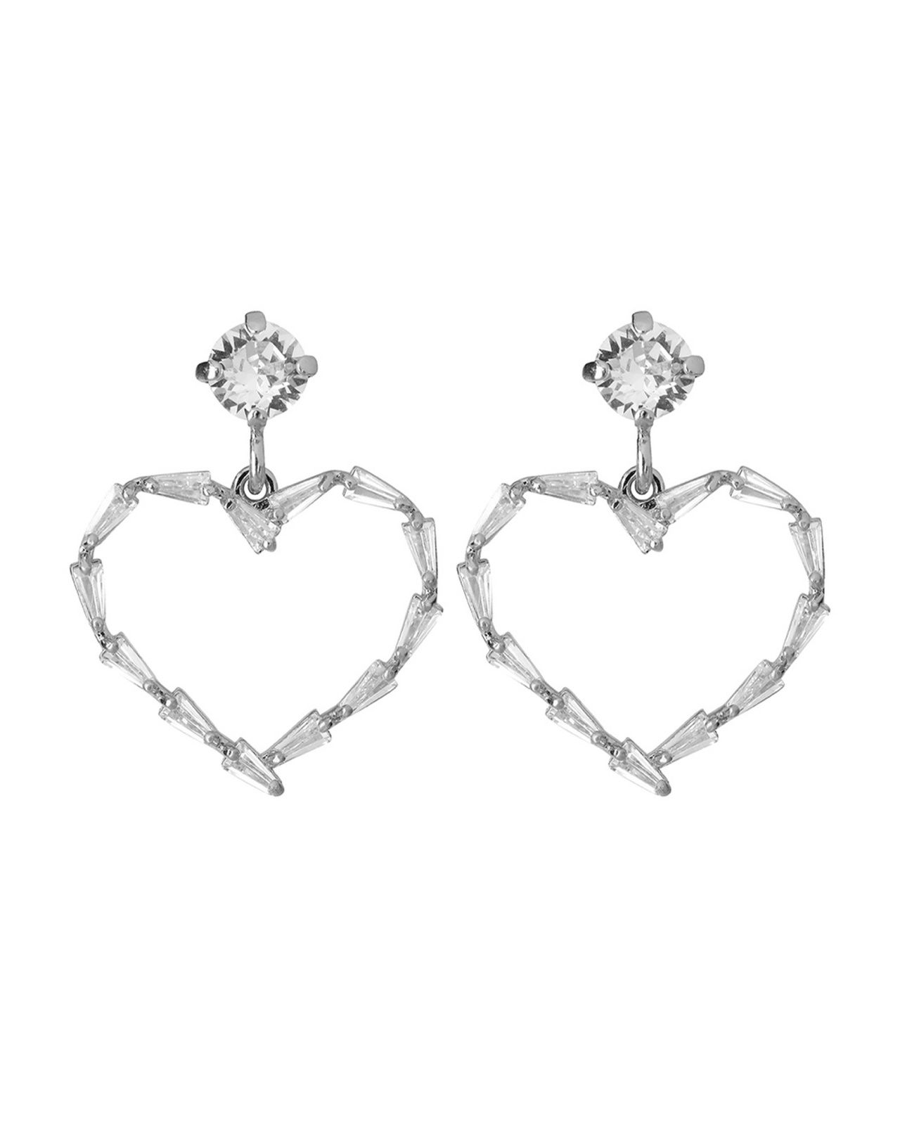 Baguette Heart korvakorut crystal rhodium