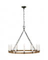 Darlana Large Wrapped Ring Chandelier Aged Iron and Rattan