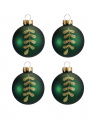 Agnes kerstbal groen/goud 4-pack