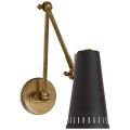 Antonio Adjustable Two Arm Wall Lamp Antique Brass/Matte Black Shade
