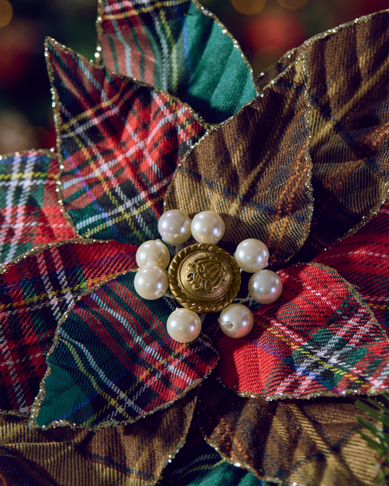 Eleanor kerstbloem kerstboomversiering tartan
