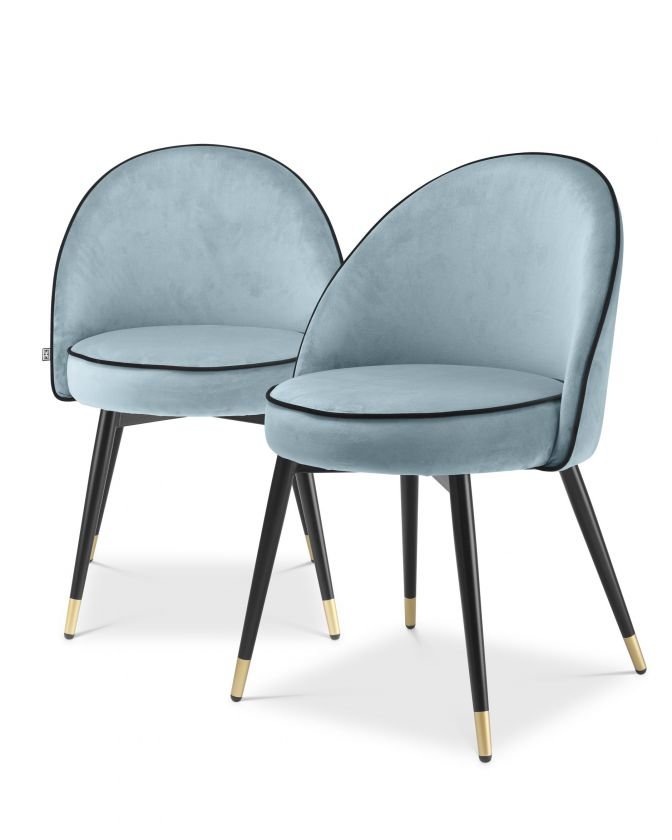 Cooper dining chair savona blue velvet set of 2