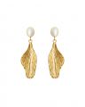 Mini Golden Leaf earrings pearl