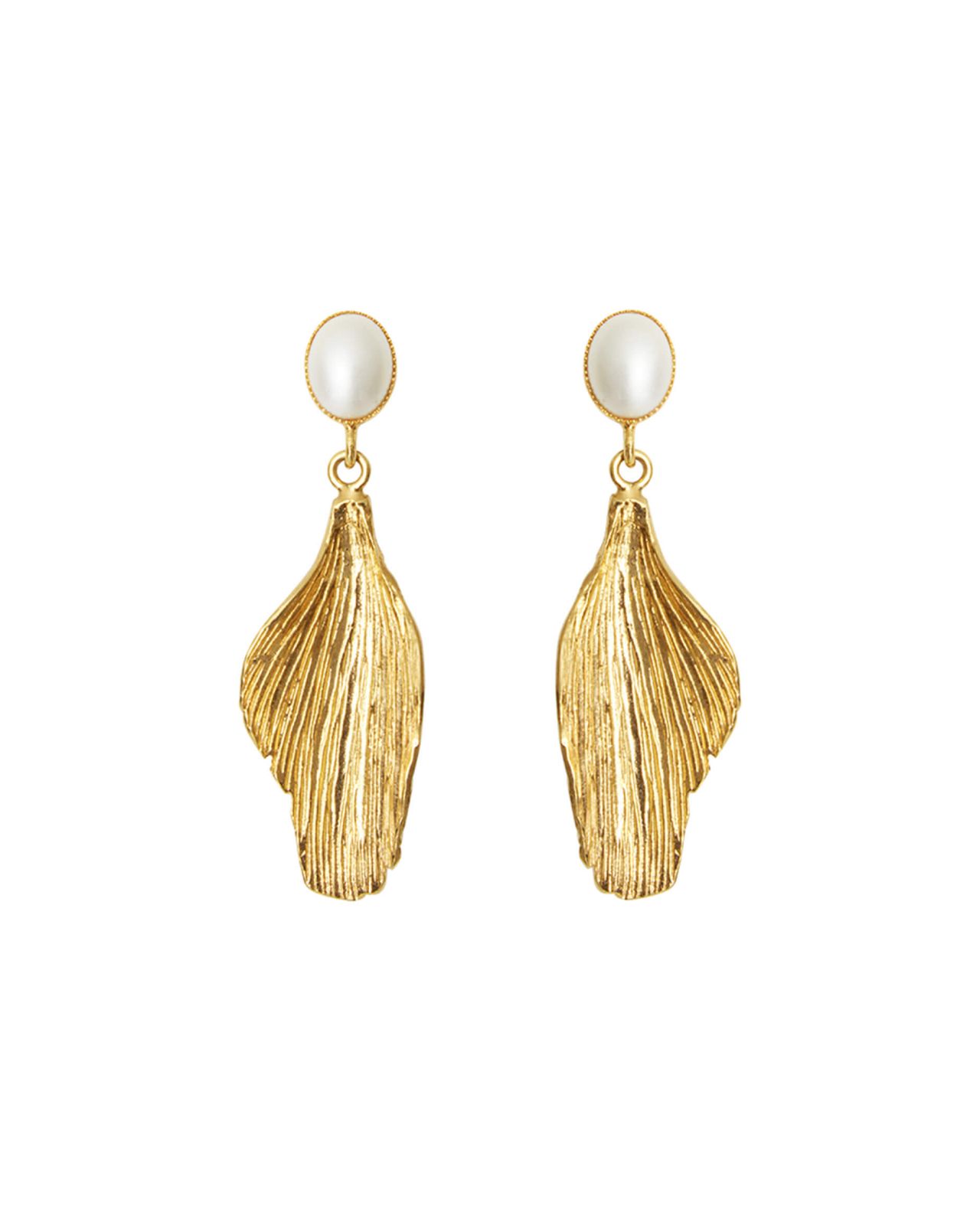 Mini Golden Leaf earrings pearl