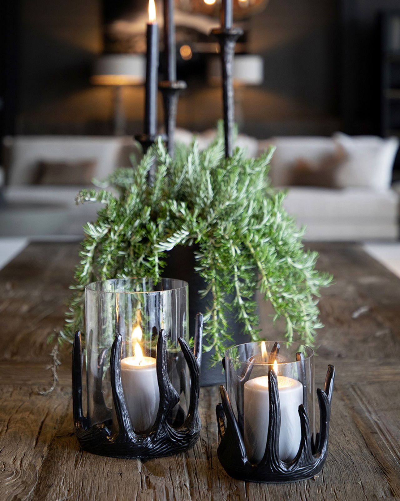 Antler ljuslykta svart