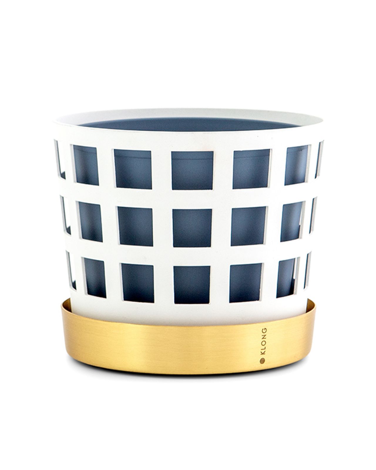 Trio flower pot checkered white