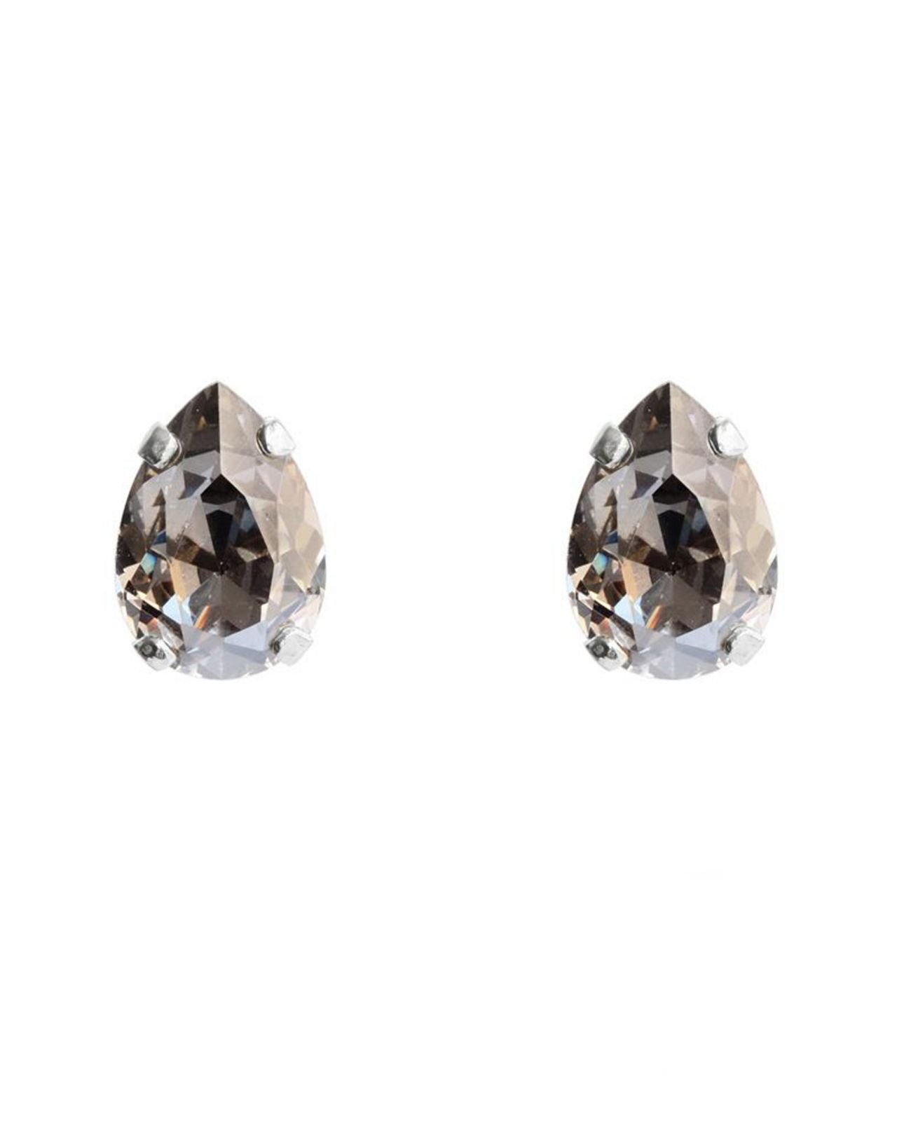 Petite Drop Stud Earrings Black Diamond Rhodium
