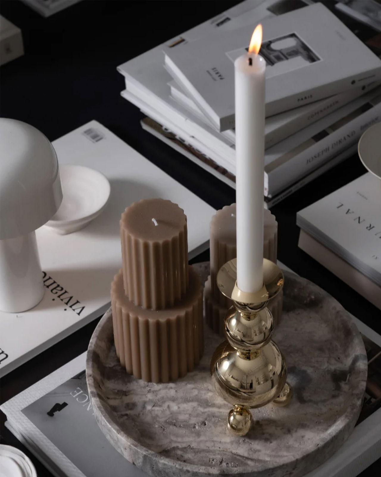 Trippel Ball Candlestick Brass