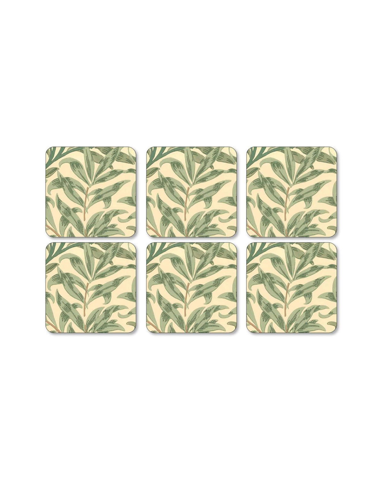 Willow Bough Drink Coasters Green 6-pack
