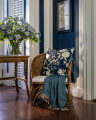 Tea House Floral cushion cover, blue