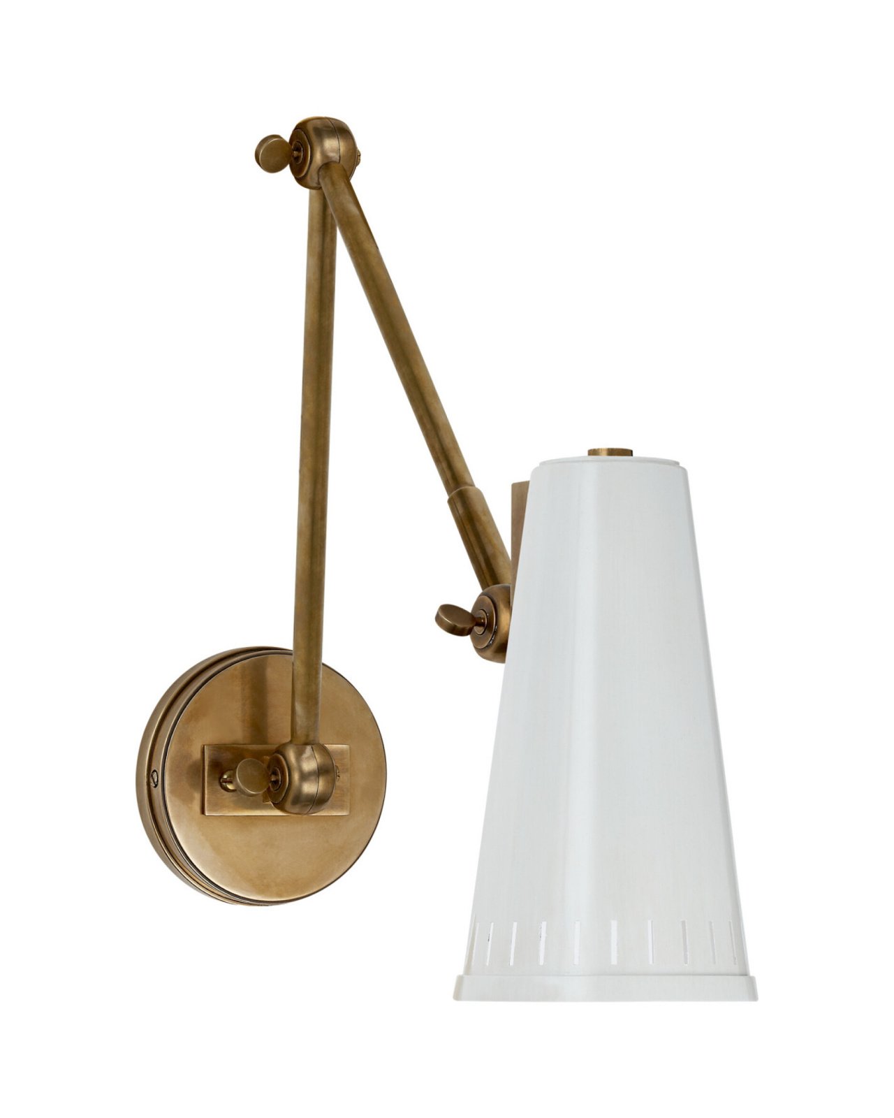 Antonio Adjustable Two Arm Wall Lamp Antique Brass/Antique White Shade