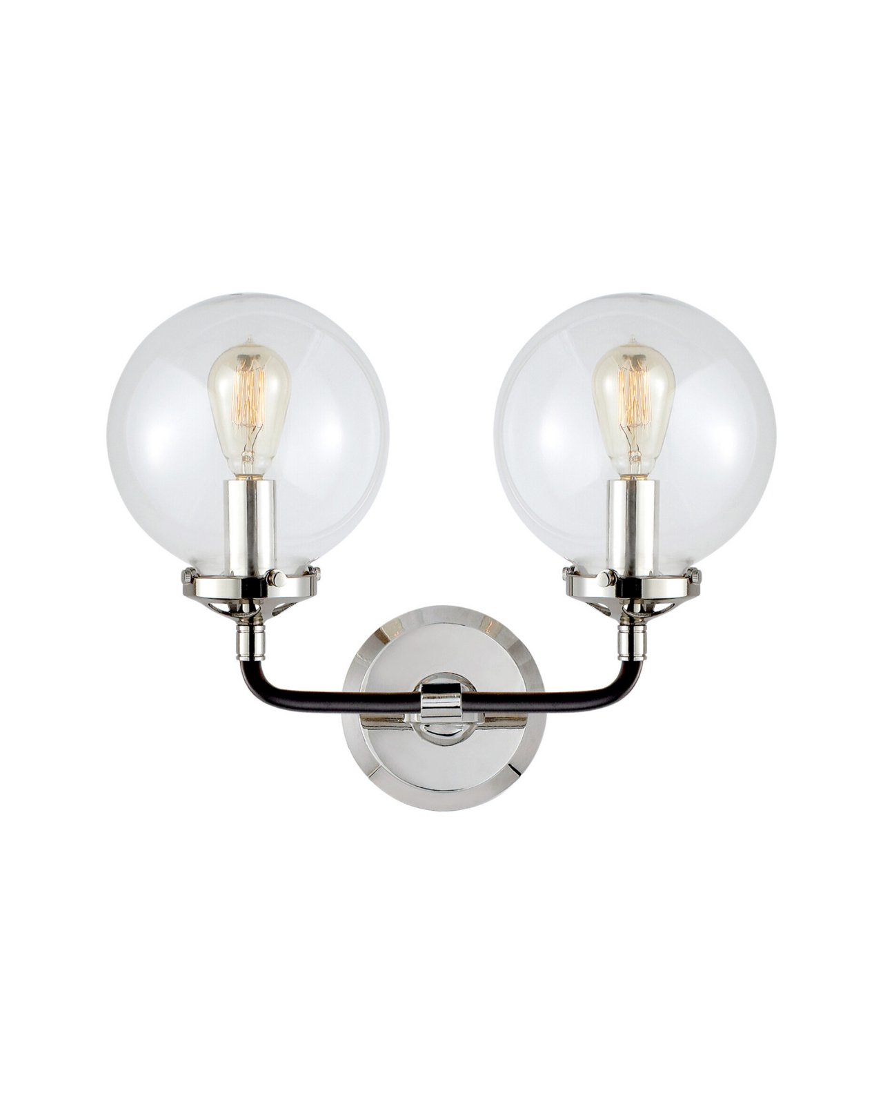 Bistro Double Light Curved Sconce Polished Nickel