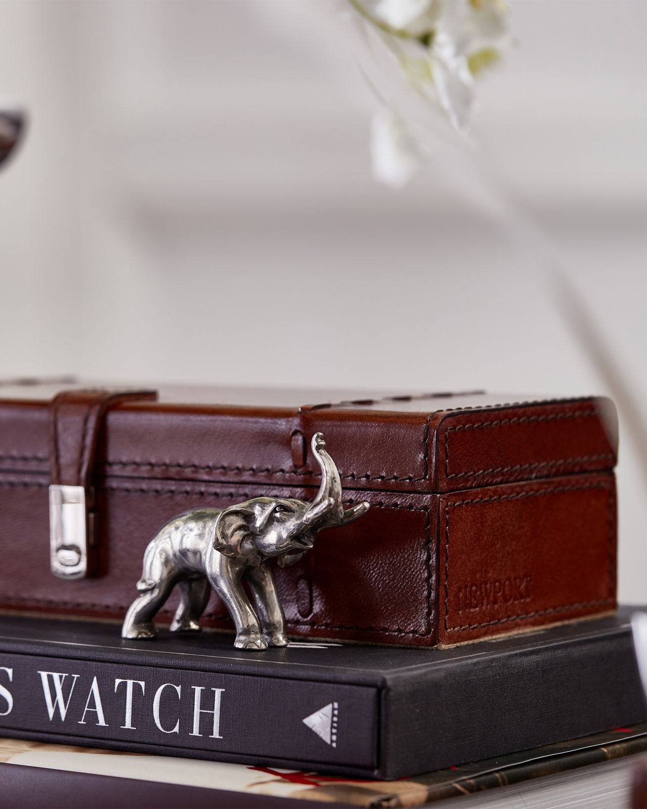 Kensington klockbox läder