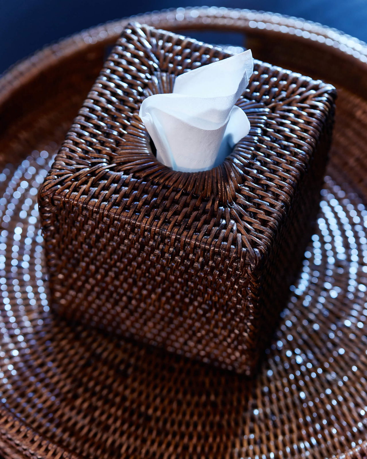 Cognac servettlåda kvadrat rotting