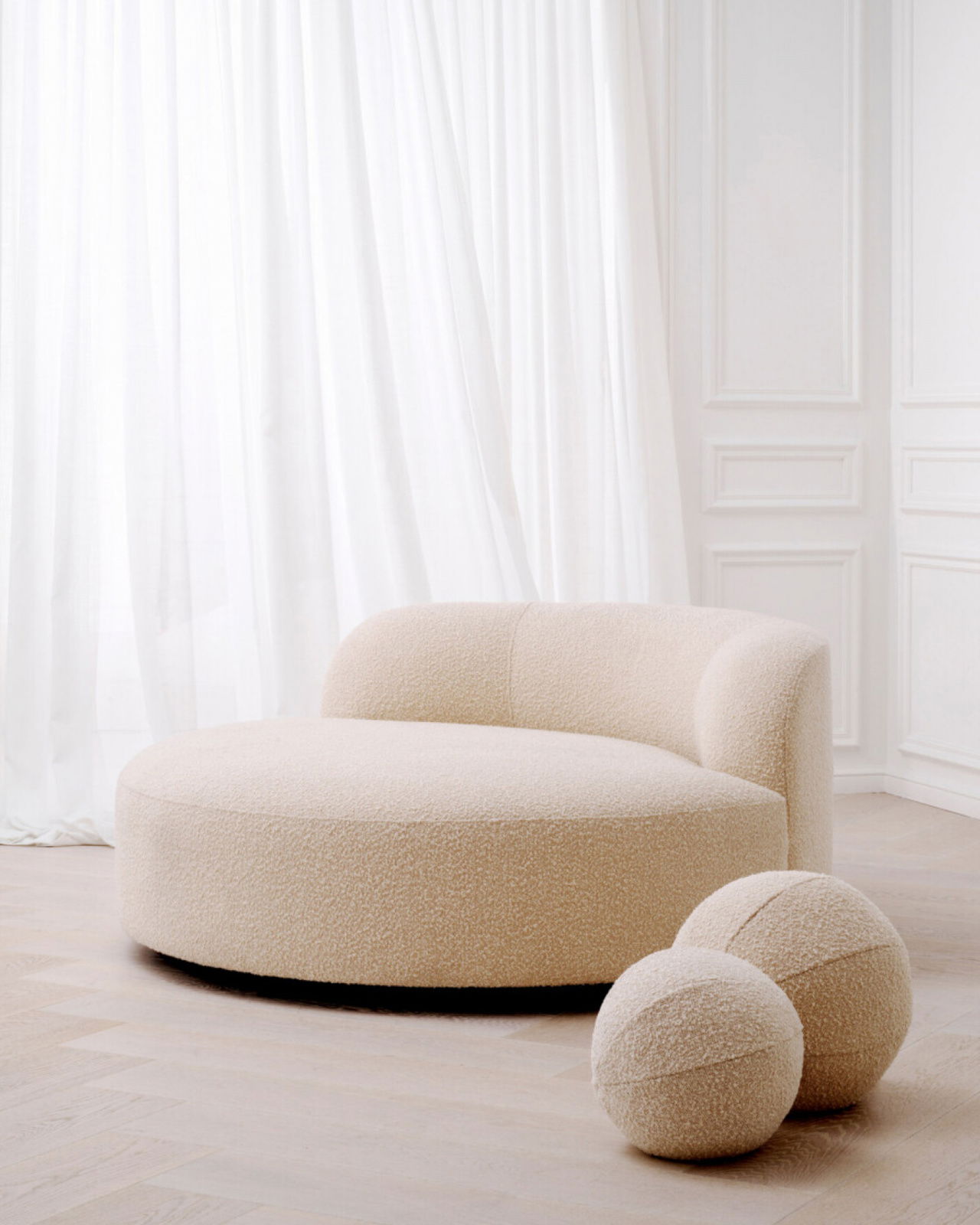 Björn bank rond bouclé cream