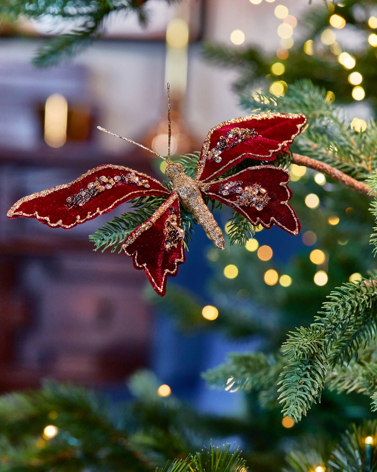 Bethany vlinder kerstdecoratie bordeauxrood