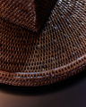 Cognac Serving Tray Round Rattan