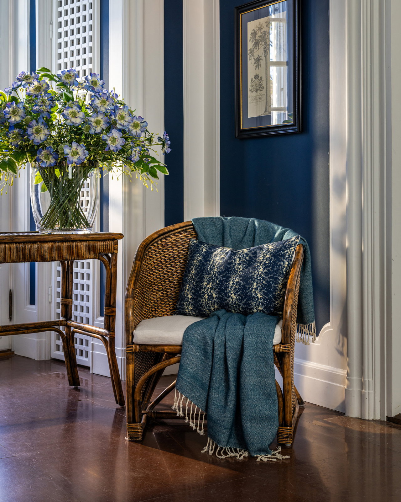 Barnacle Stripe cushion cover, dark blue