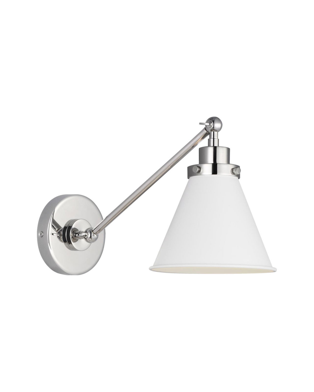 Wellfleet Single Arm Cone Task Sconce Matte White/Nickel