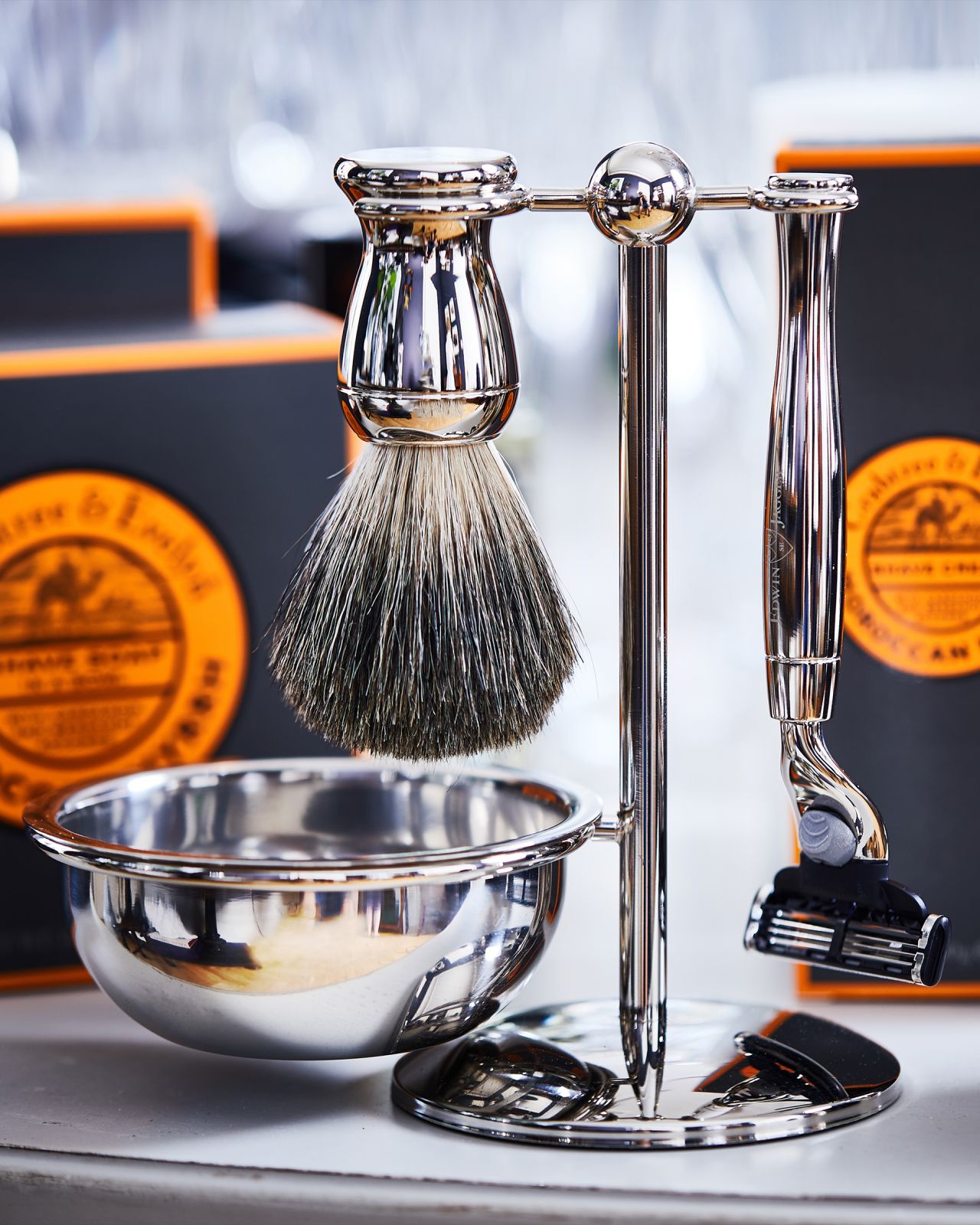 Edwin Jagger 4 Piece Shaving Set Nickel