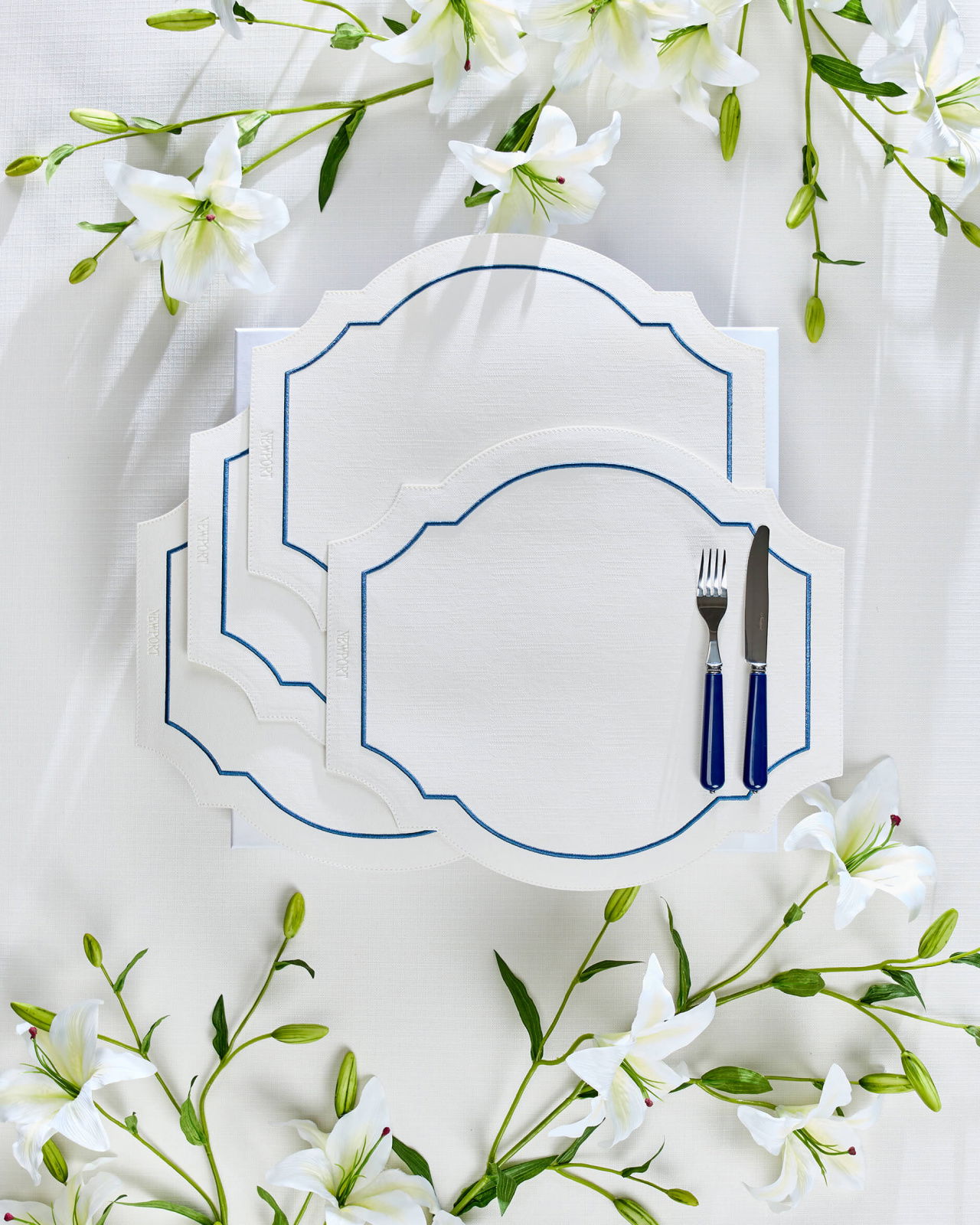 Regatta bordstablett oval vit/blå 4-pack