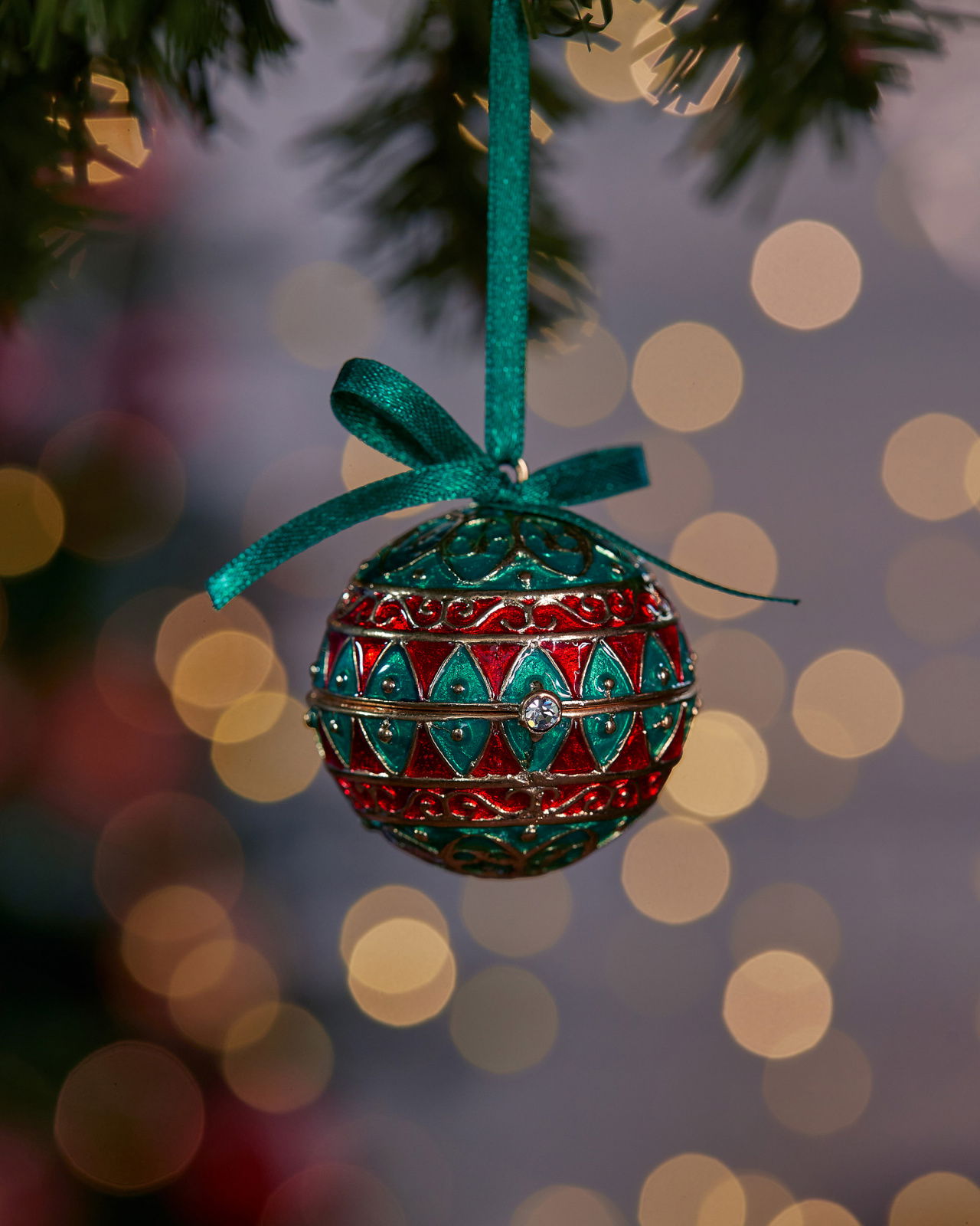Leonard Fabergé Egg Ornament Green/Red