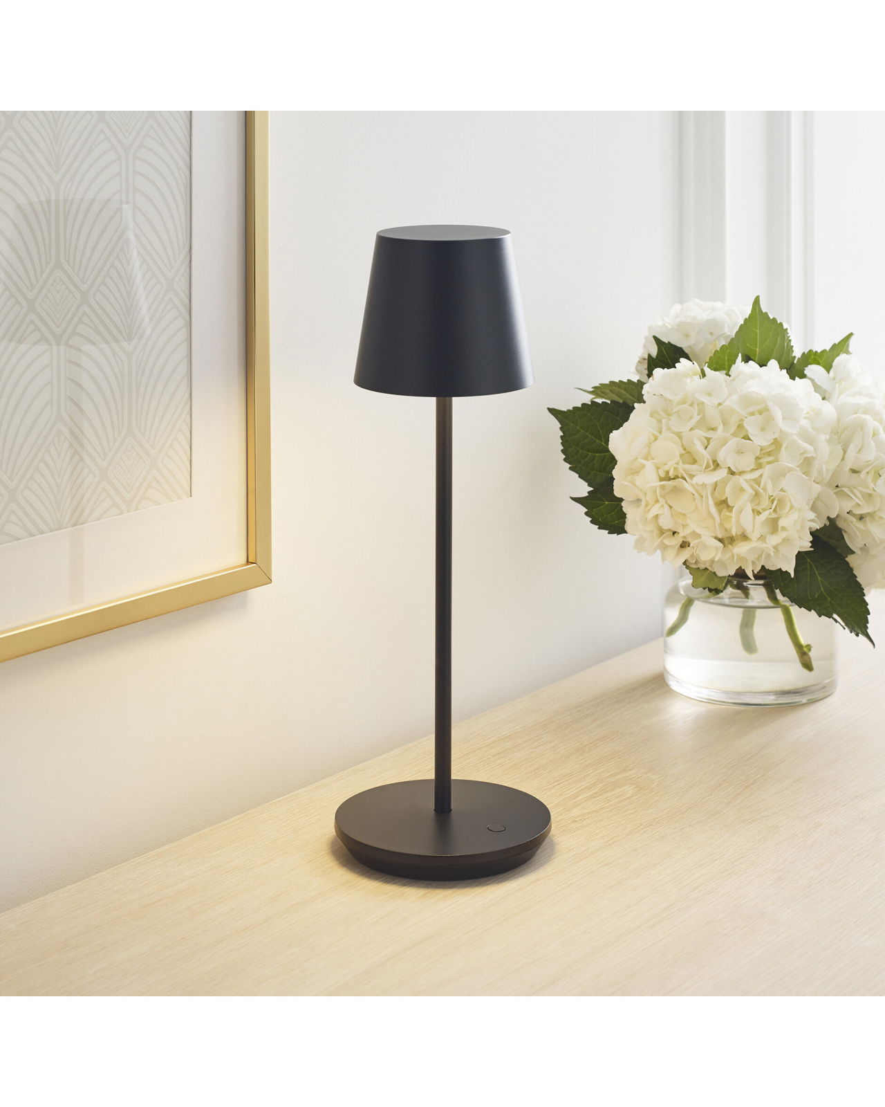 Nevis Accent Rechargeable Table Lamp Black