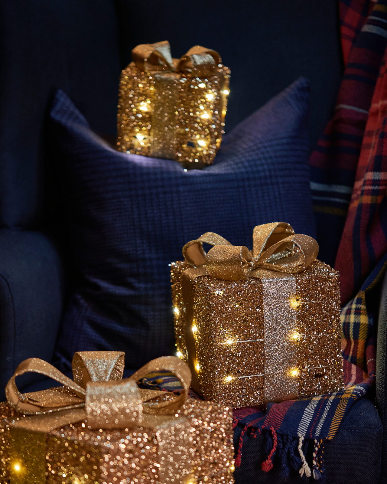 Trevor Paket LED Weihnachtsdekoration Champagner