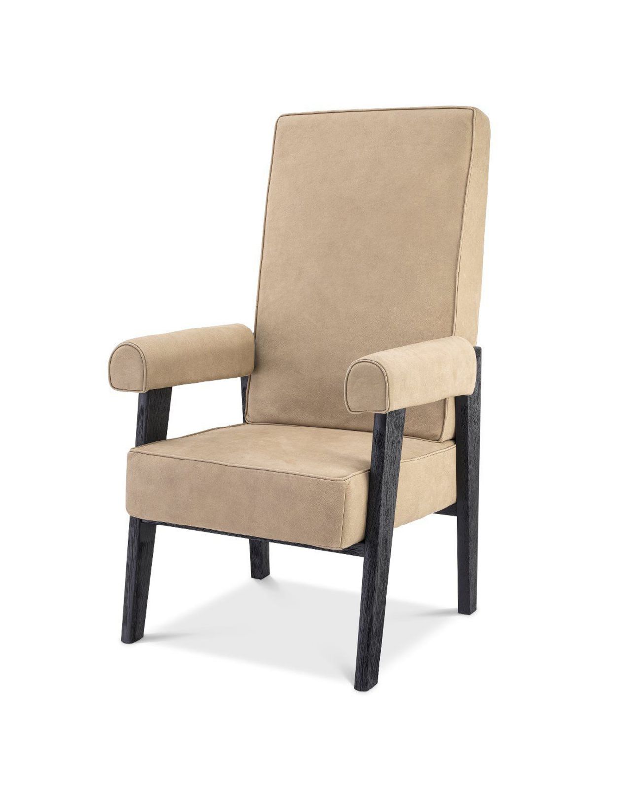 Milo leather armchair beige nubuck high