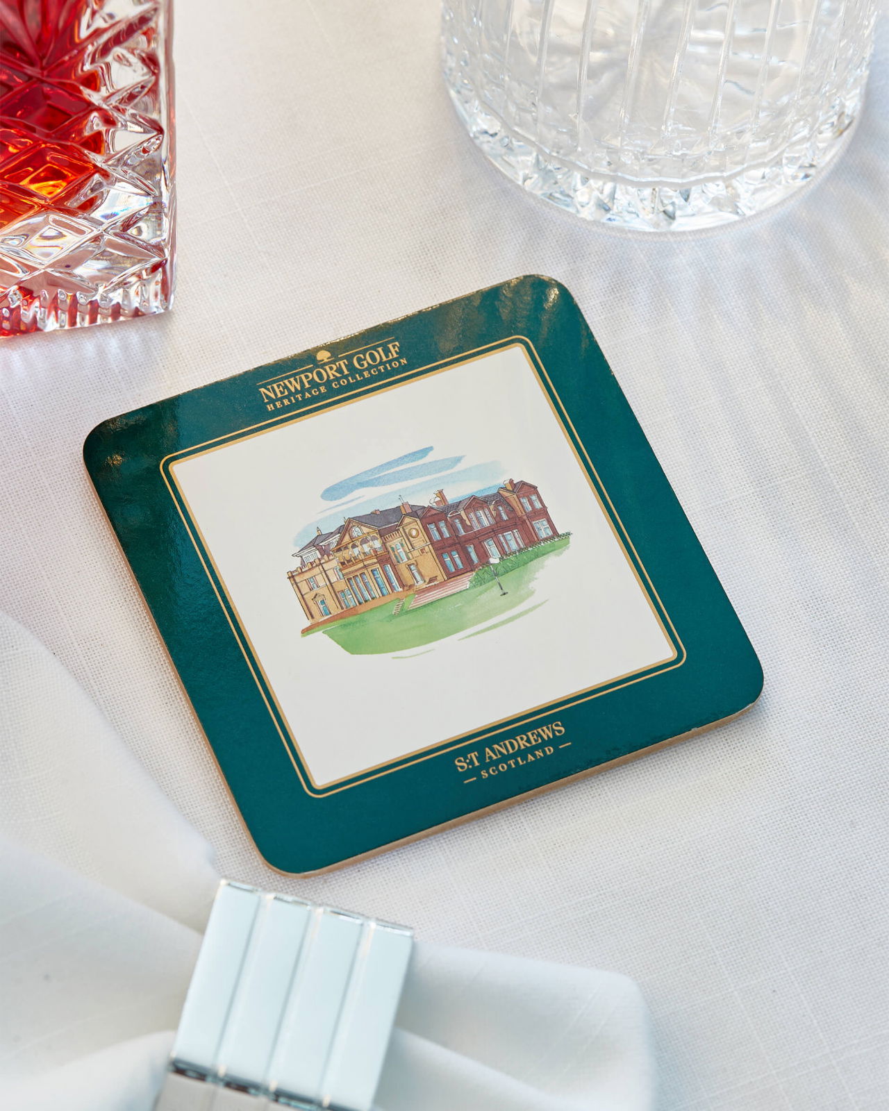 Clubhouse glasunderlägg grön/vit 6-pack