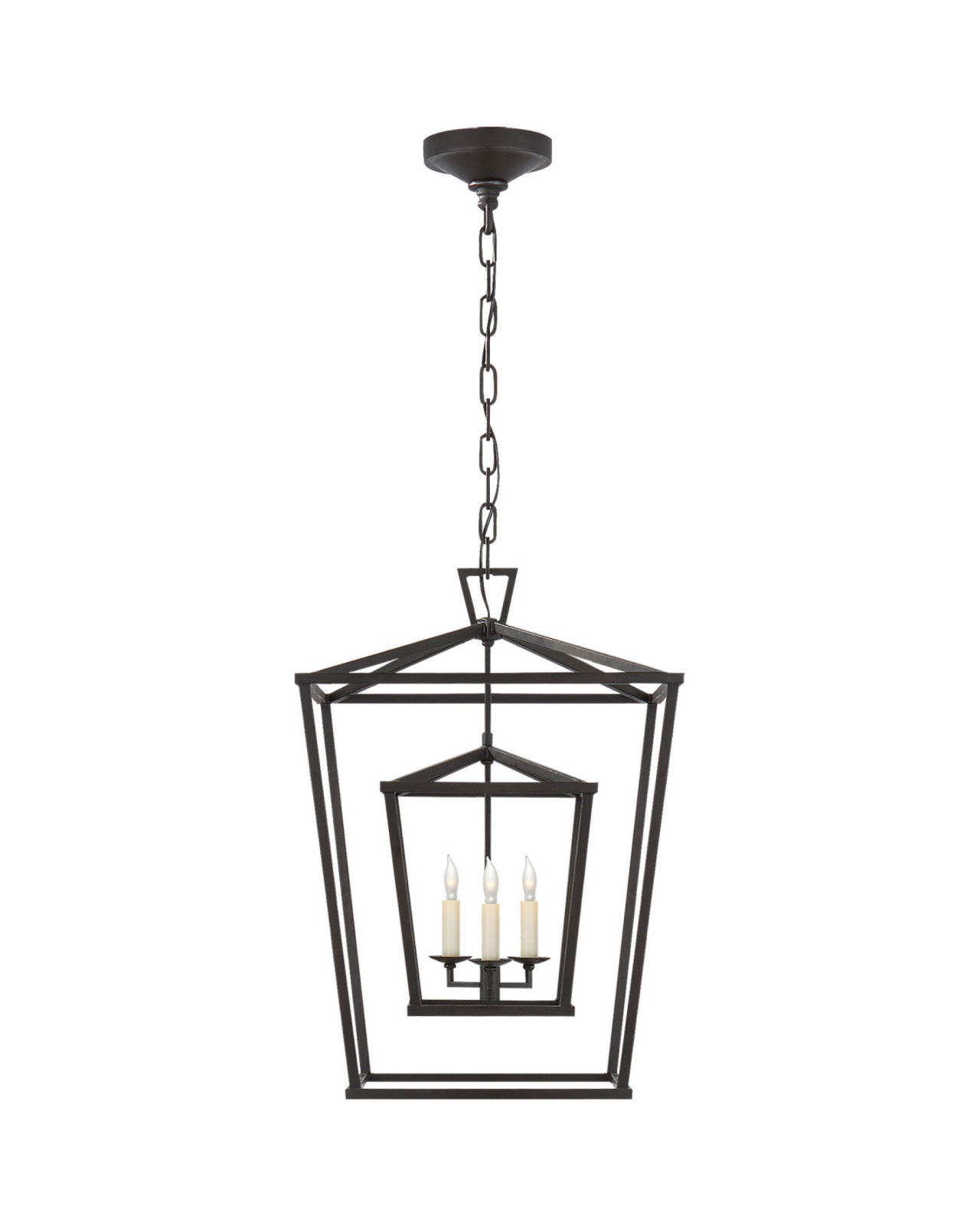 Darlana Double Cage Lantern Aged Iron Medium