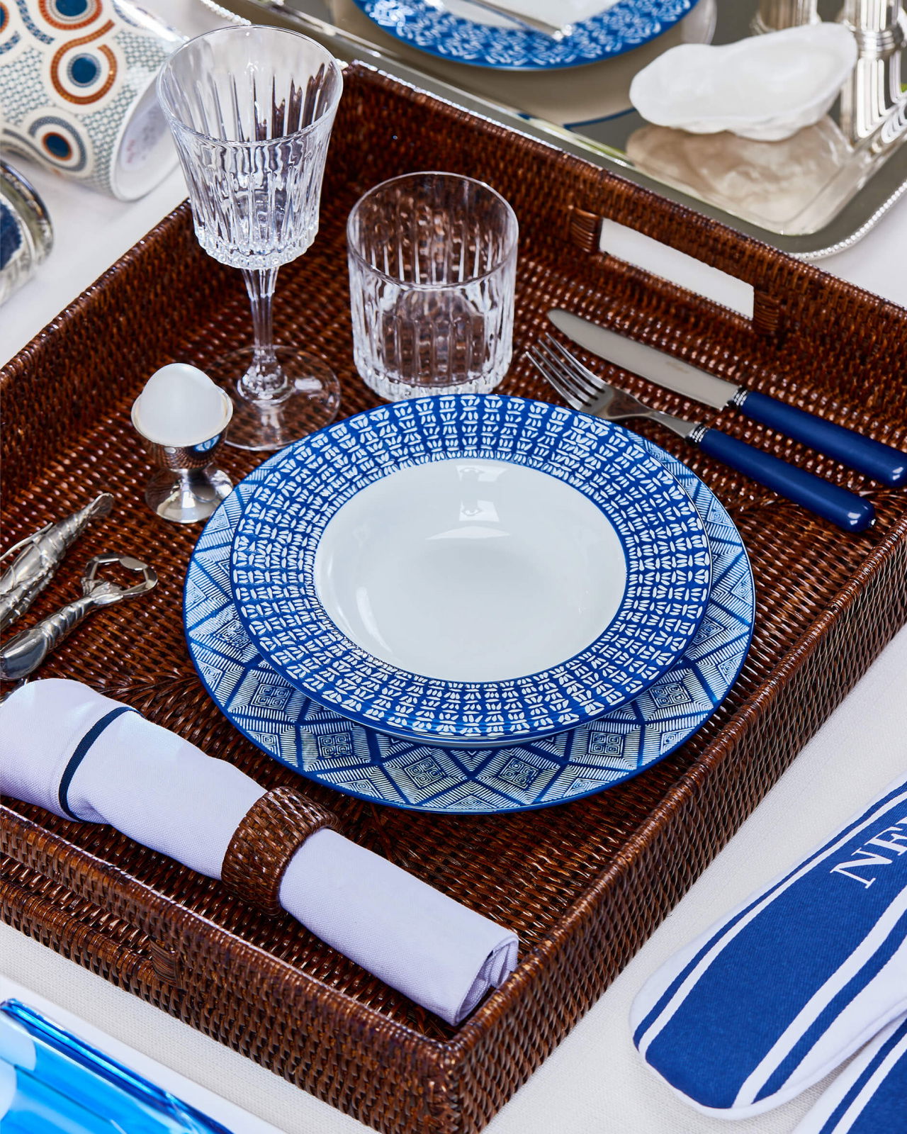 Cognac rotan servetring 6-pack