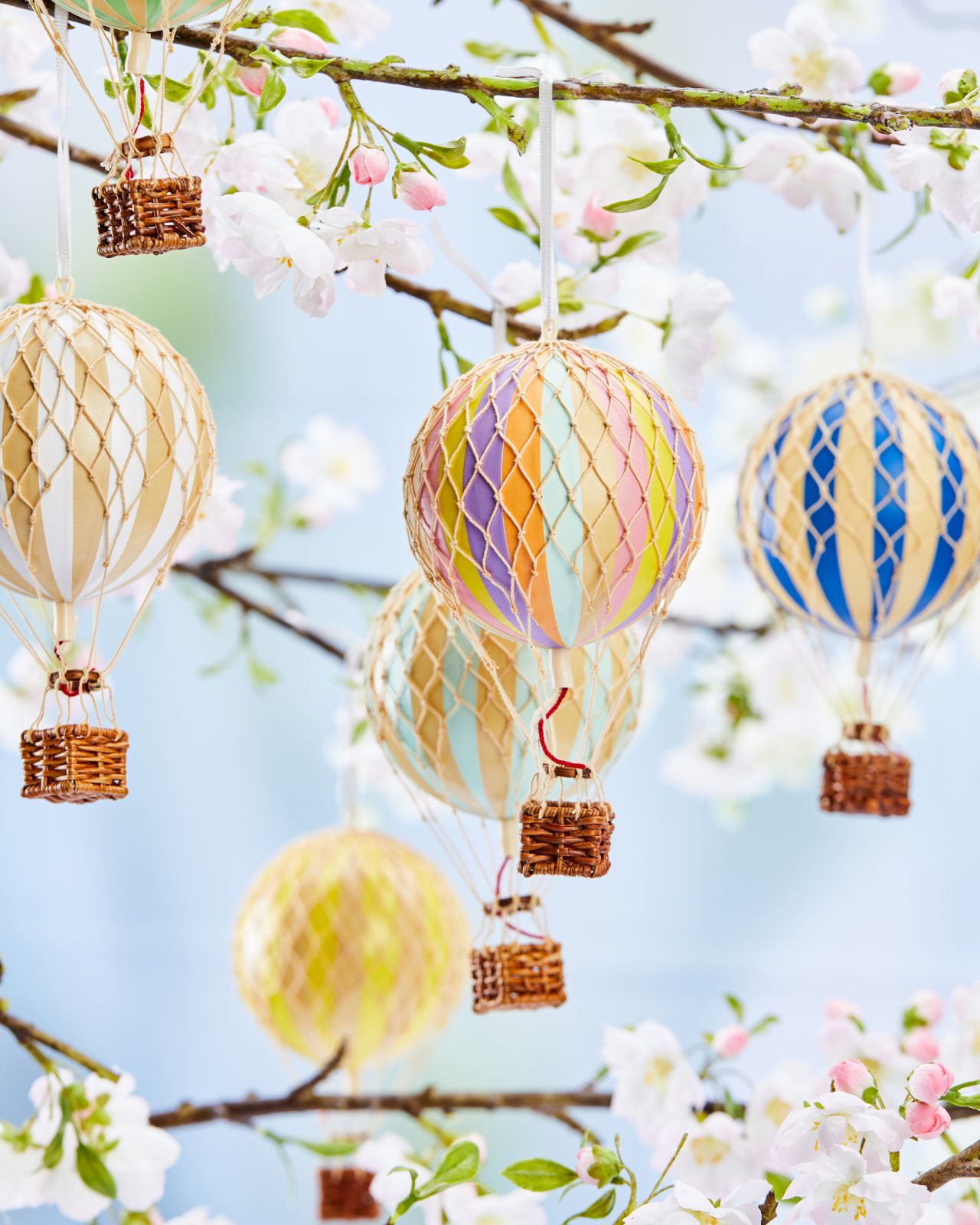 Hot Air Balloon Floating The Skies White