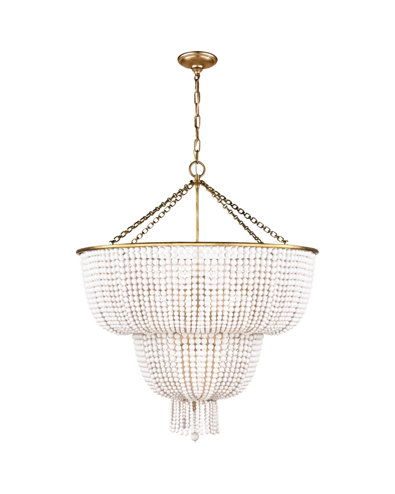 Jacqueline Two-Tier Chandelier Antique Brass/White Acrylic