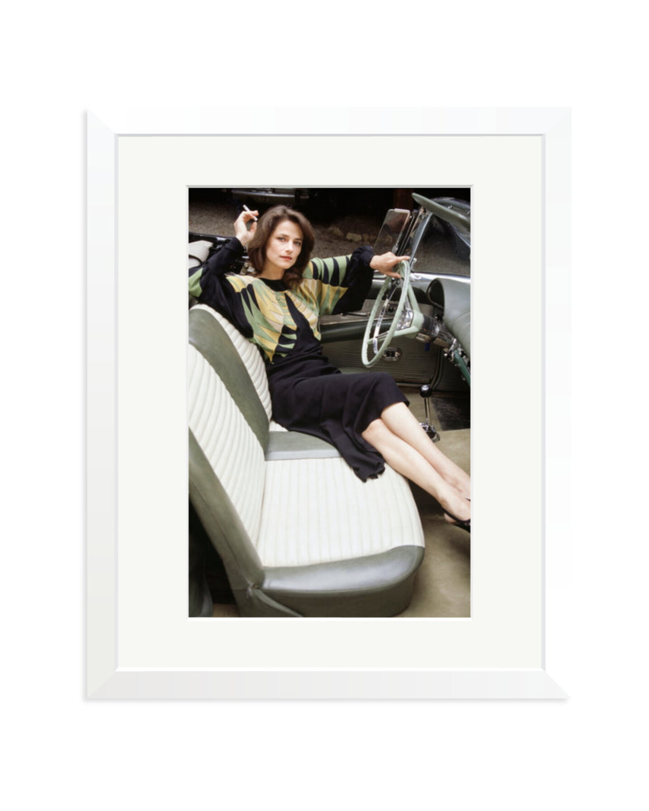 Charlotte Rampling in her Cadillac White / Medium