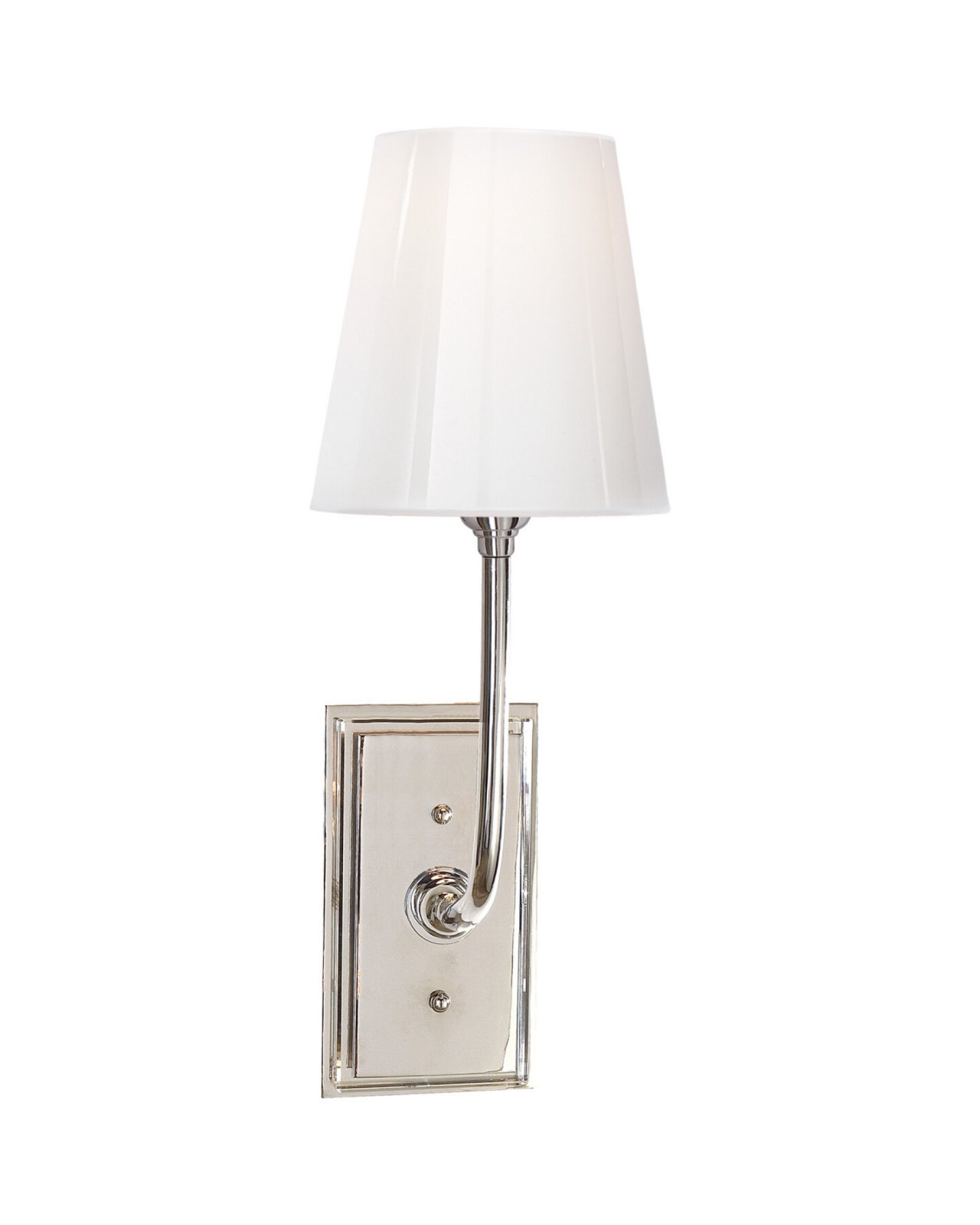 Hulton Sconce Polished Nickel with Crystal Backplate and White Glass Shade
