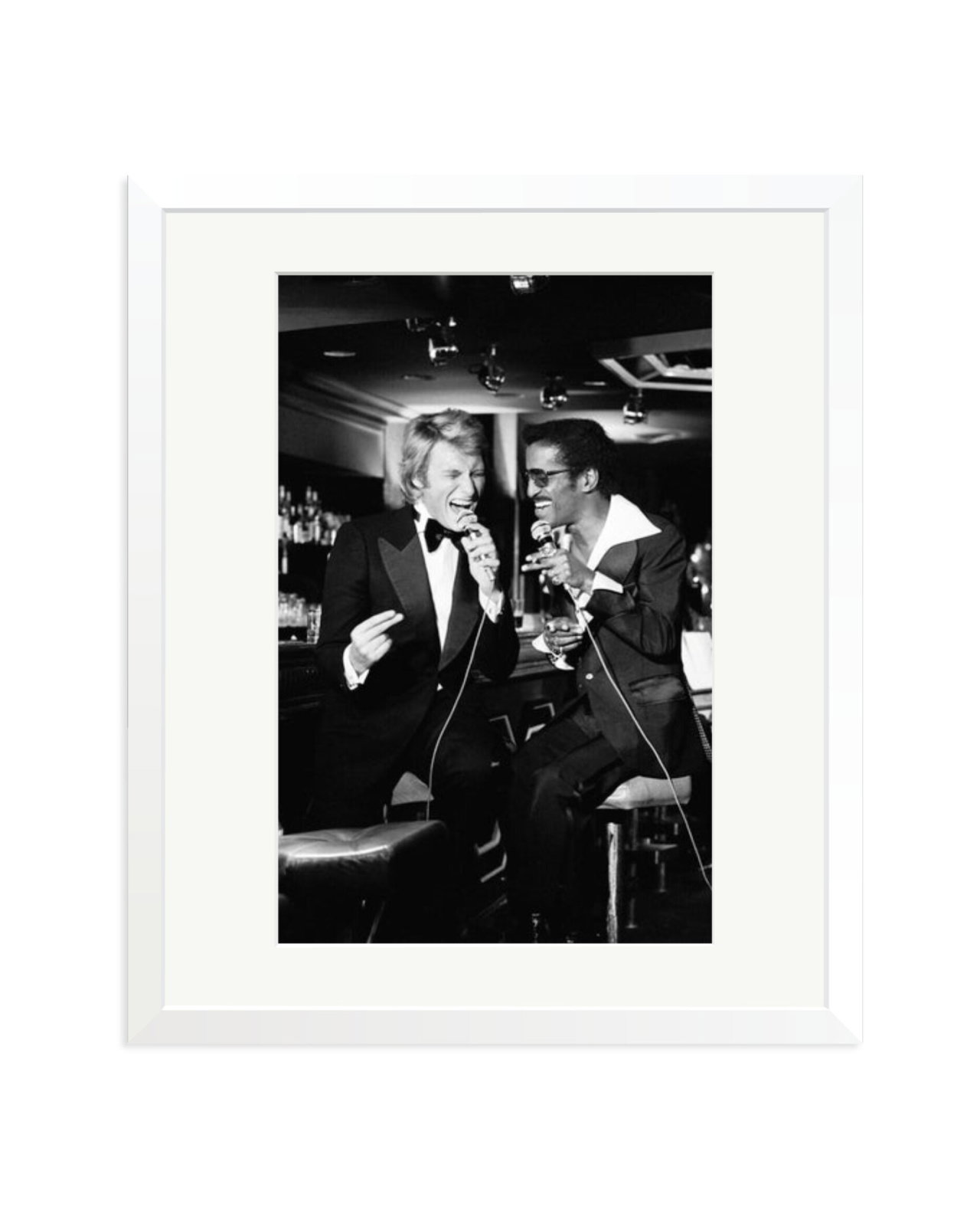 Johnny Hallyday and Sammy Davis Jr. White / Large