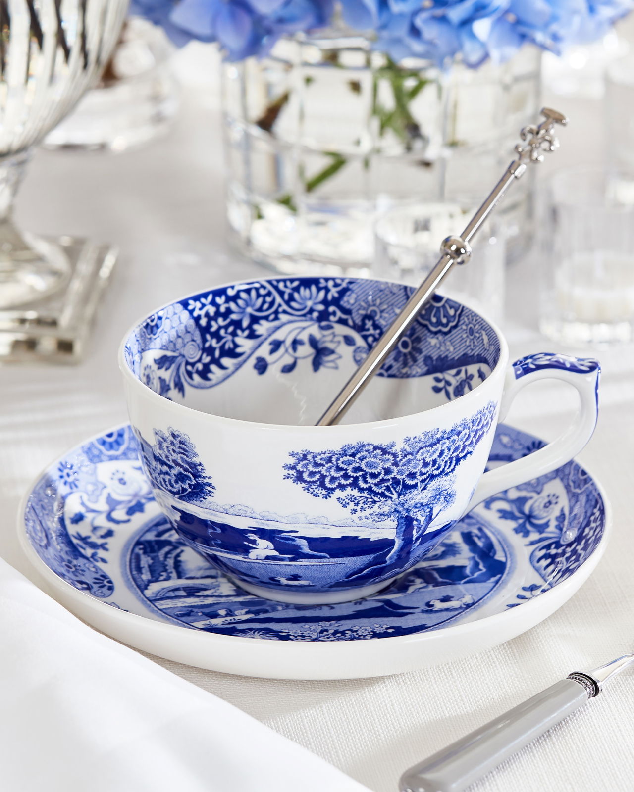 Blue Italian jumbokopp blå/vit