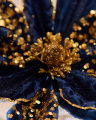 Edwina bloem kerstdecoratie blauw