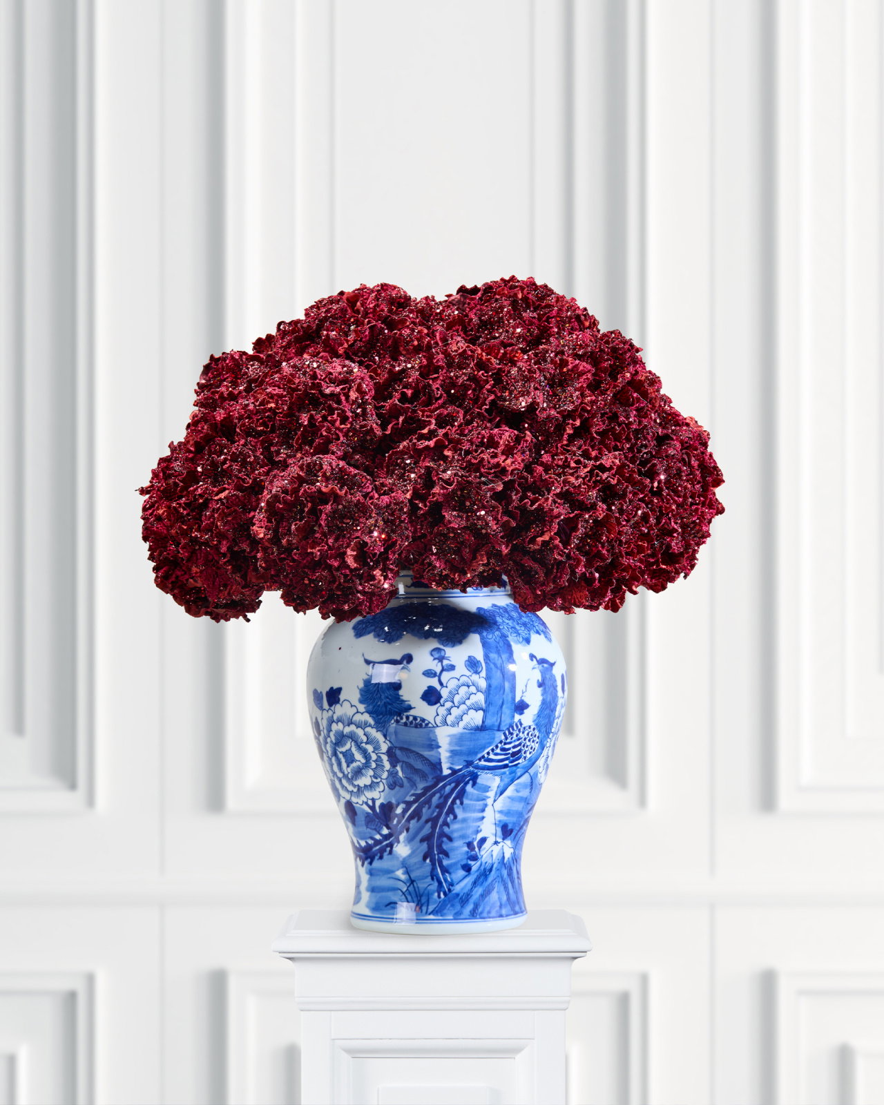 Hortensia dekorasjonskvist vinrød