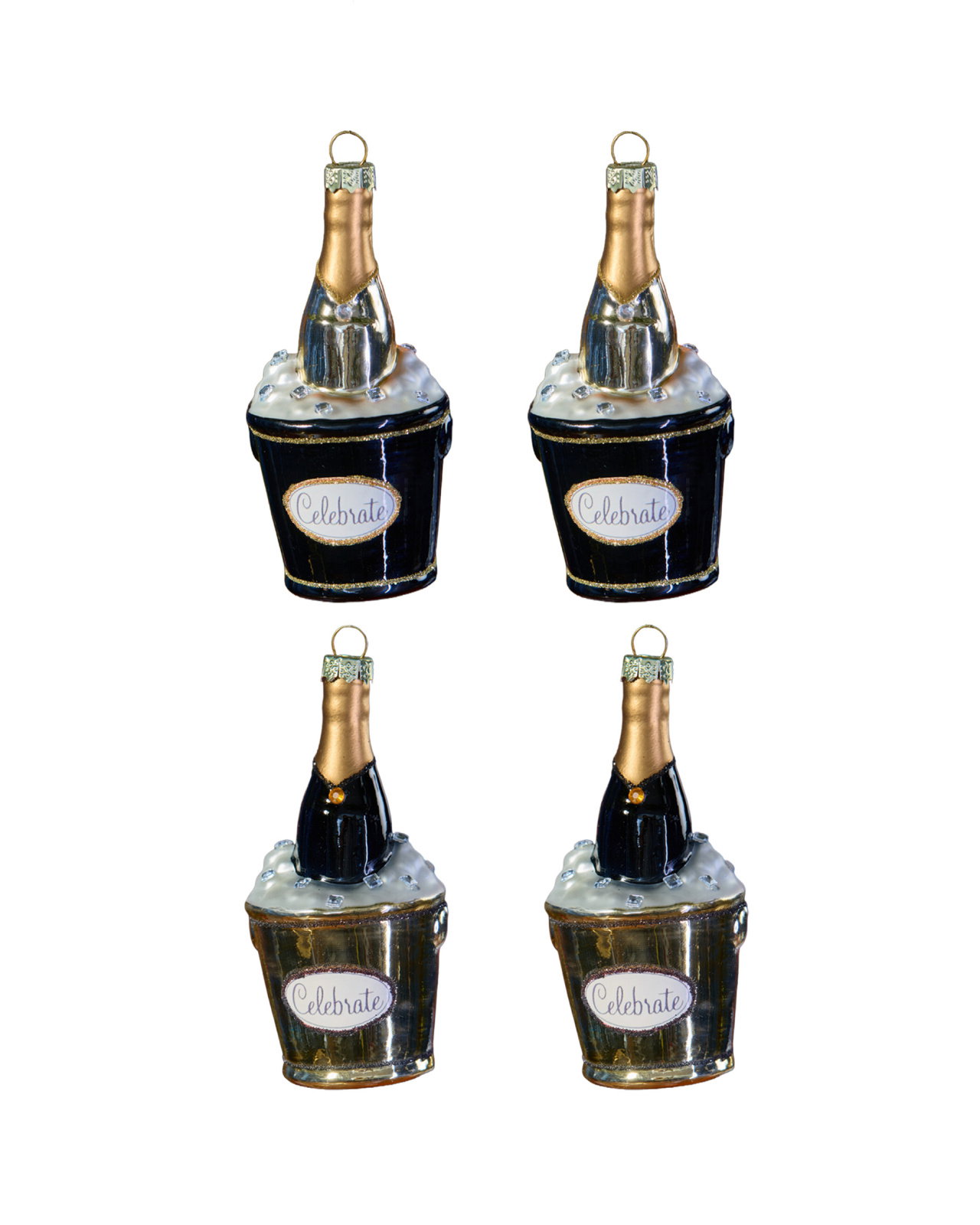 Cramant Champagne Bottle Christmas Decorations 4-pack