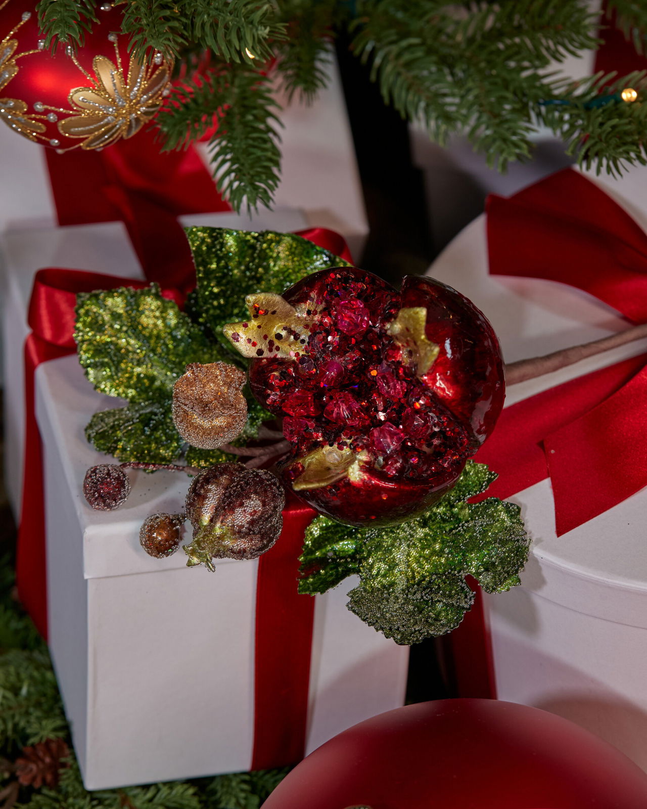 Pomegranate Decorative Branch Red