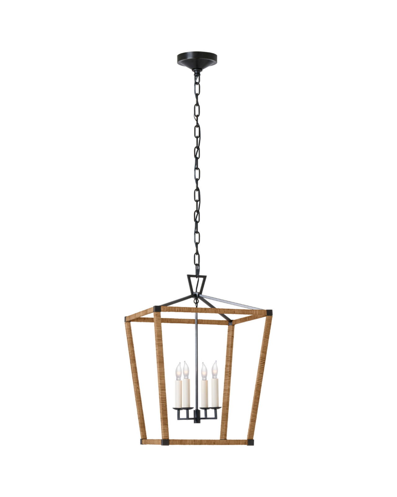 Darlana Medium Wrapped Lantern Aged Iron and Rattan