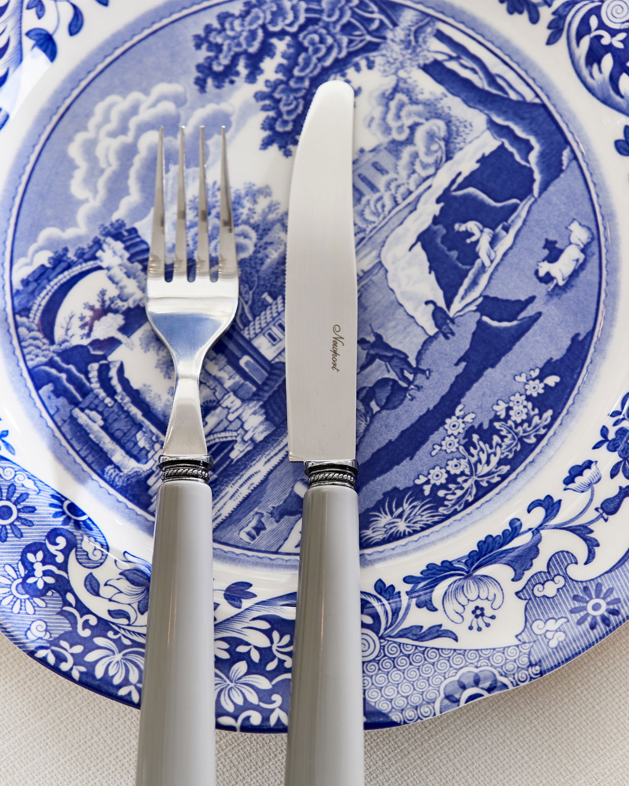 Blue Italian tallrik blå/vit