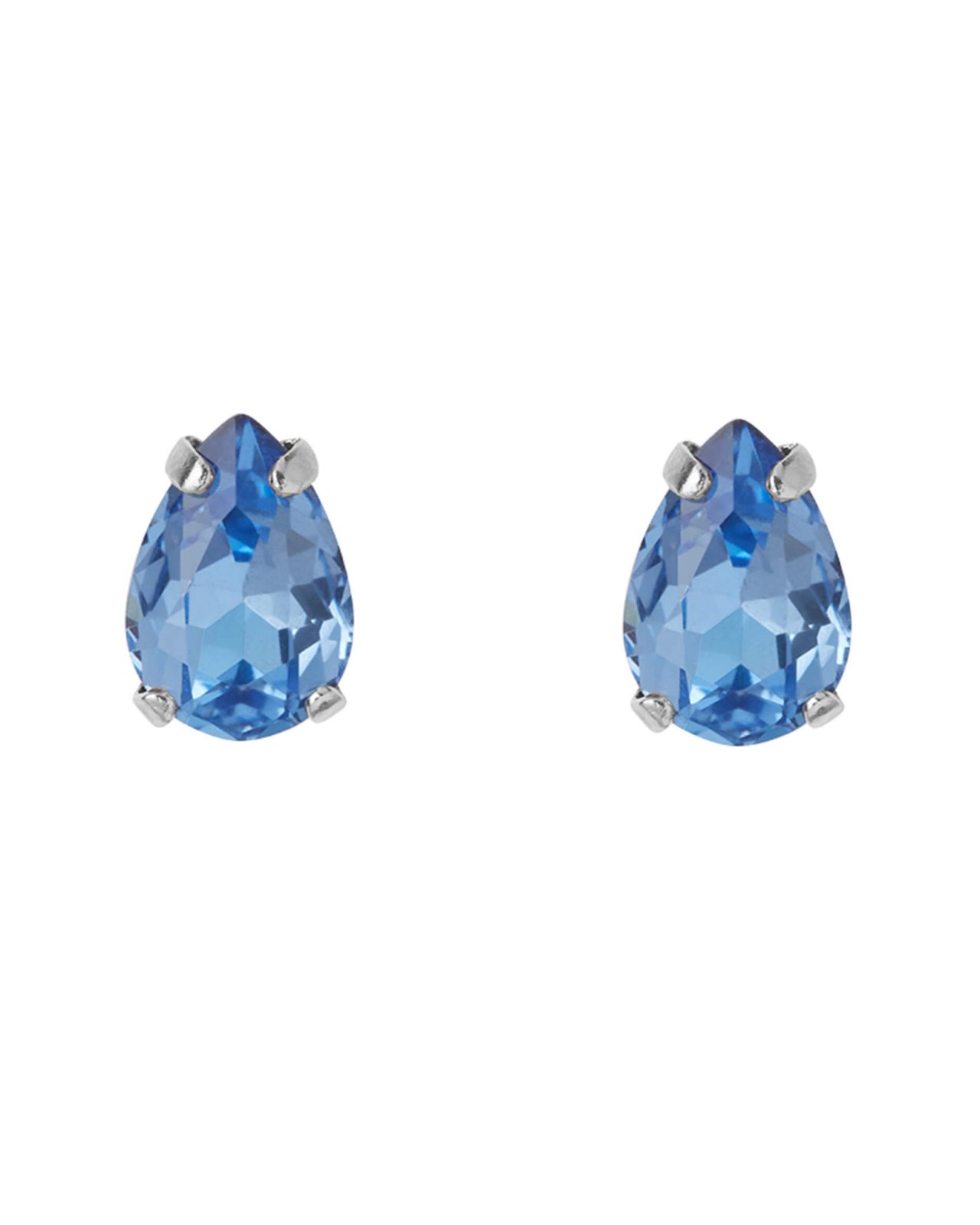 Petite Drop Stud Earrings Lapis Rhodium